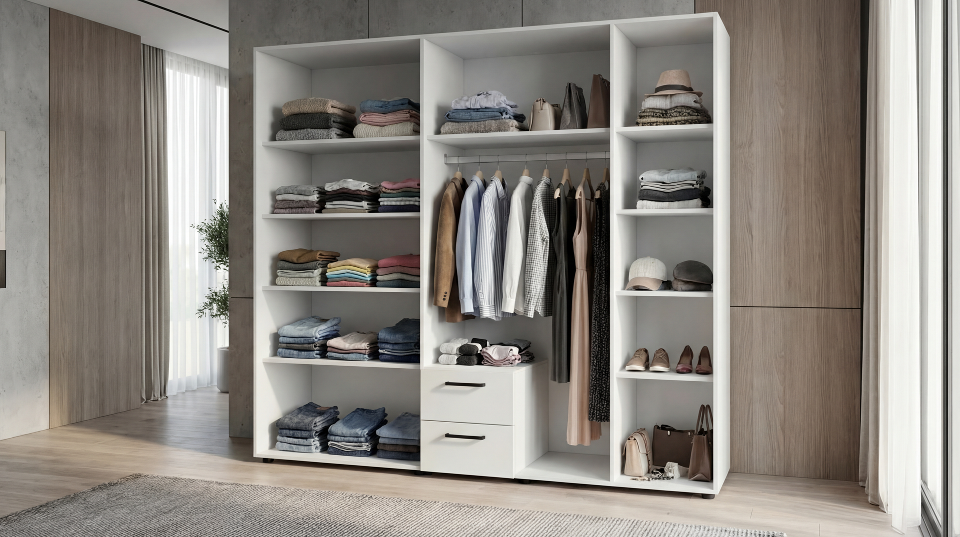 Dulap cu bara pentru umerase si rafturi Bruno XL2 | Vellea Home
